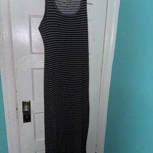 Striped Black and Gray Maxi Dress